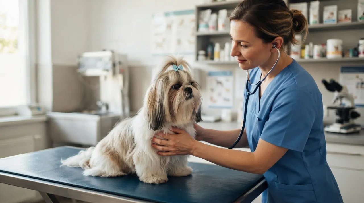 Healthy Shih Tzu during a calm wellness check