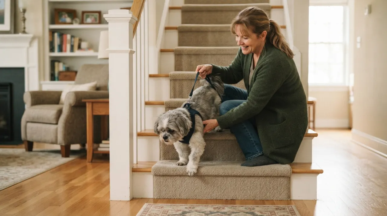 Helping a Senior Shih Tzu Use Stairs