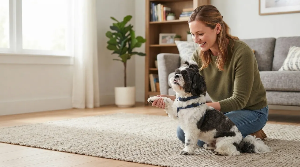 Shih Tzu practicing calm reward-based training